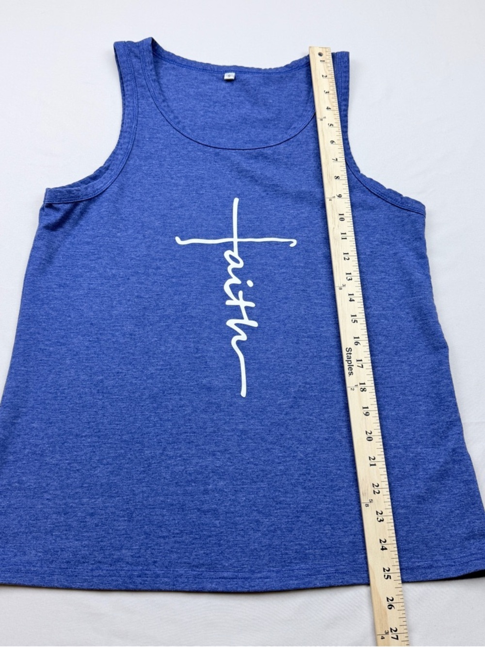 Blue 'Faith' Cross Graphic Tank Top - Picture 3 of 7